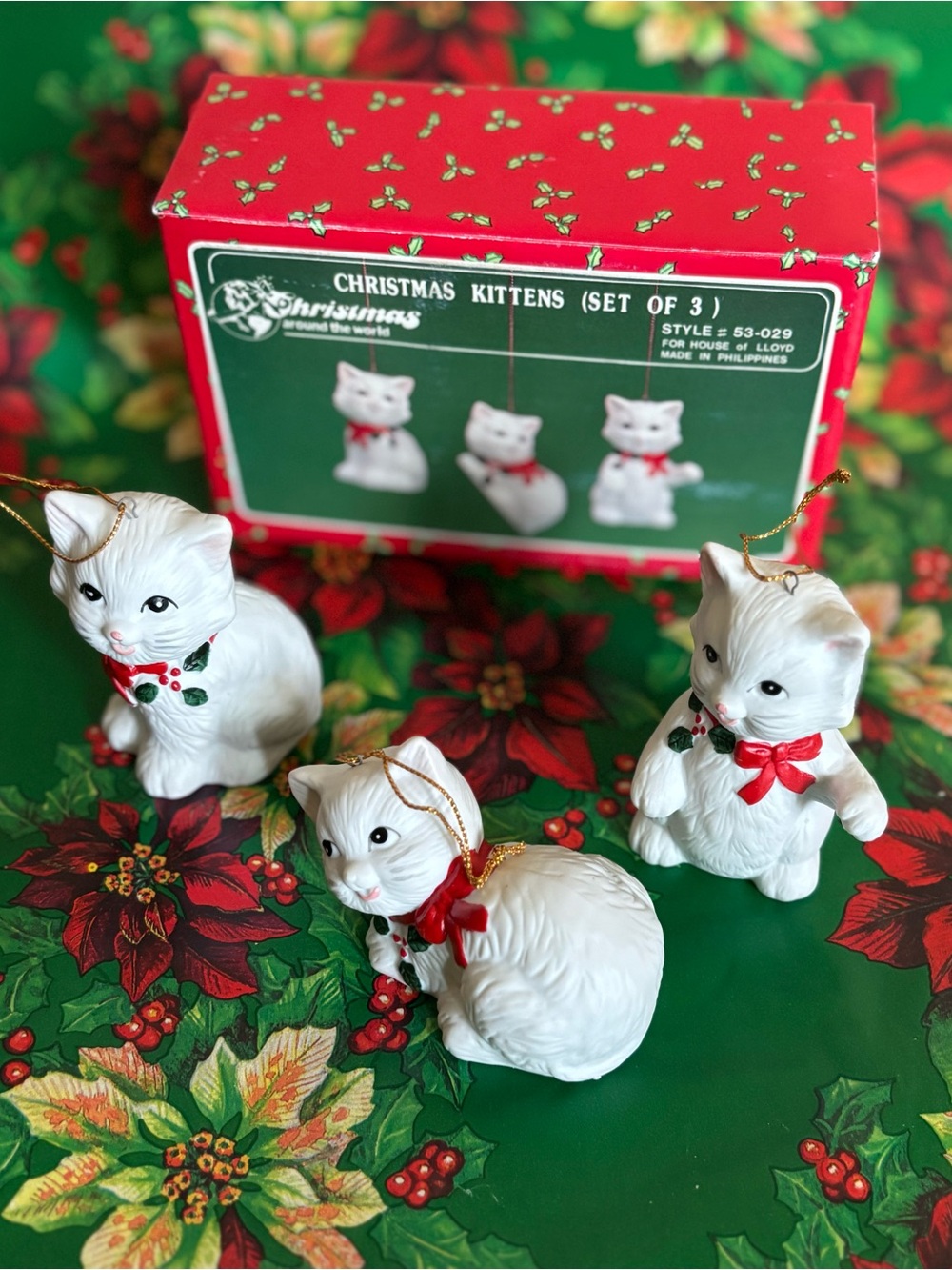 80's House of Lloyd Christmas Kitten Ornaments - Cat Ornaments - Cat Lover